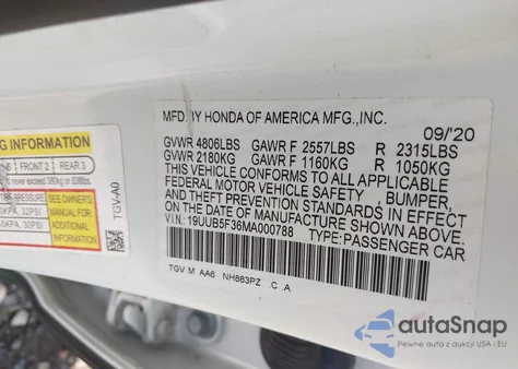 2021 Acura Tlx Standard from USA, damaged, VIN 19UUB5F36MA000788